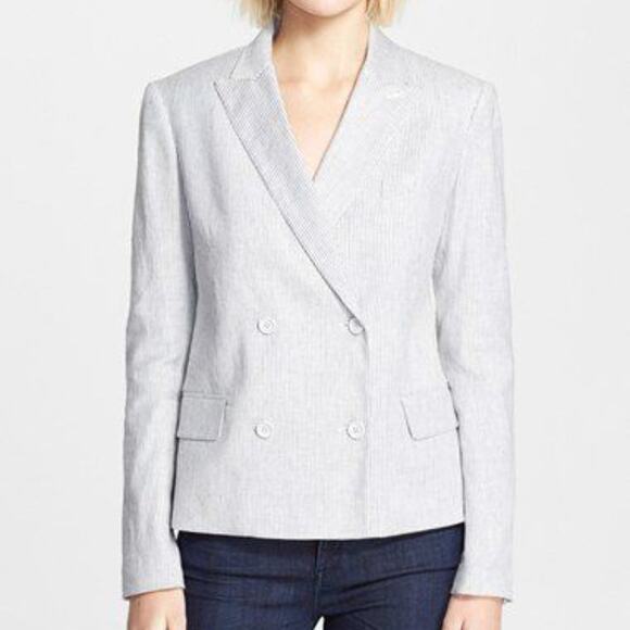Theory Jackets & Blazers - THEORY Stripe Linen Blend Blazer